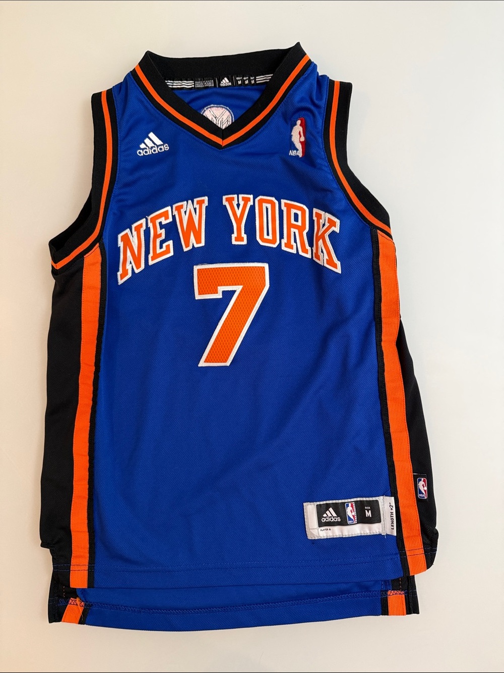 adidas Blue and Orange New York #7 Basketball Jersey
